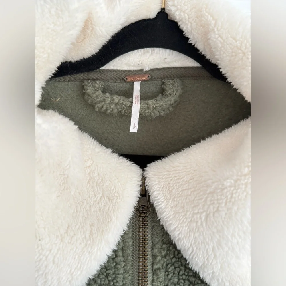 Free People Revolve Cozy Up Faux Fur Cardi in Crystal Kelp Combo S